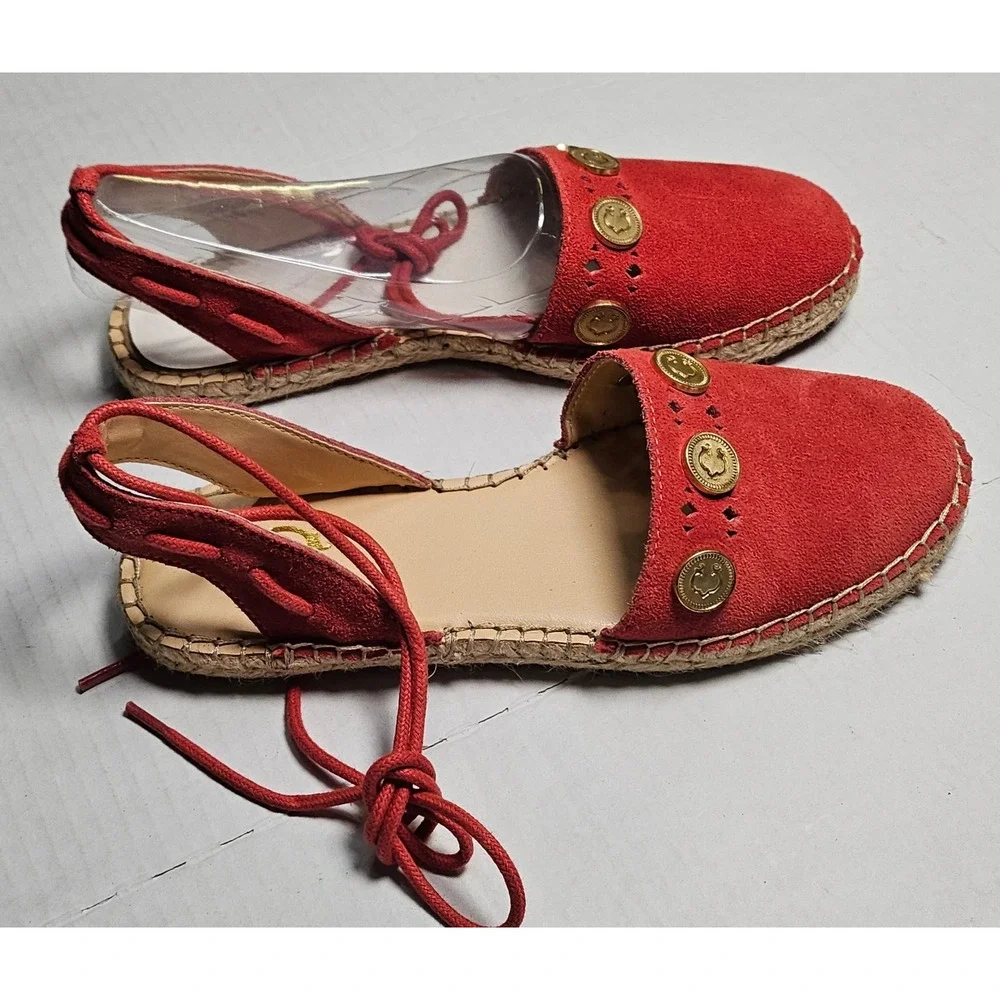 C Wonder Michaela Red Suede Espadrille‎ Sandal Ankle Tie MICHAELA DIAQ Womens 6M